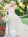Elegant White Sweetheart Lace A-line Strapless Applique Long Wedding Dress, WDH059
