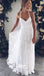 Elegant White V-neck Split Applique Long Wedding Dress WDH061