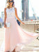 Online Junior Unique Long Prom Dress Light Blush Pink Chiffon Cheap Bridesmaid Dresses, WG03