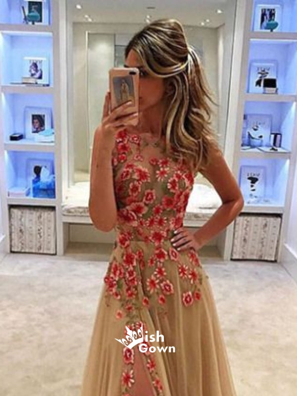 Best Sale Side Split Stunning Evening Inexpensive Long Prom Dresses, WG1082