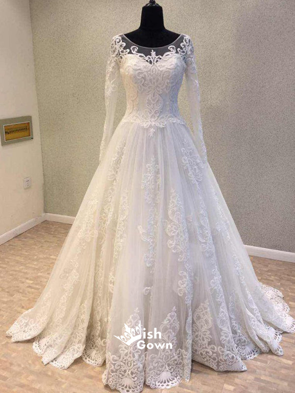 Long Sleeves Lace Off White Modest Inexpensive Long Wedding Dress, WG1 Wish Gown Long Sleeves Lace Off White Modest Inexpensive Long Wedding Dress, WG1 Wish Gown