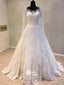 Long Sleeves Lace Off White Modest Inexpensive Long Wedding Dress, WG1200