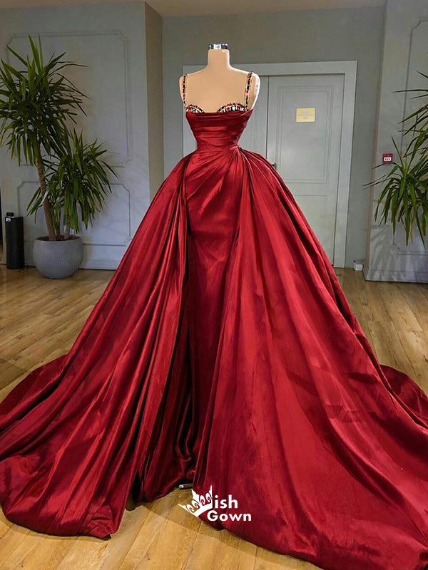 Red Spaghetti Straps Sweetheart Pleats Rhinestone Ball Gown Long Eveni Wish Gown Red Spaghetti Straps Sweetheart Pleats Rhinestone Ball Gown Long Eveni Wish Gown