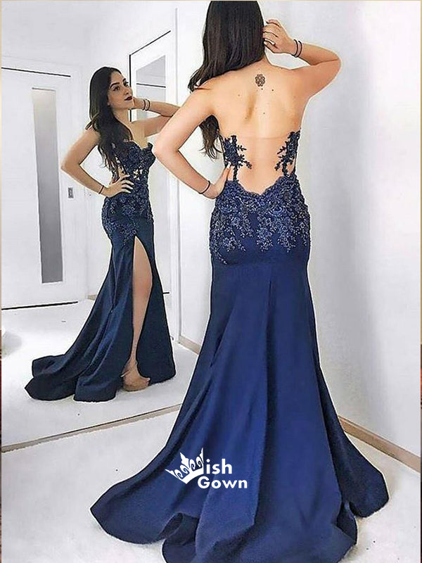 Mermaid Open Back Sexy Inexpensive Long Prom Dresses, WG296