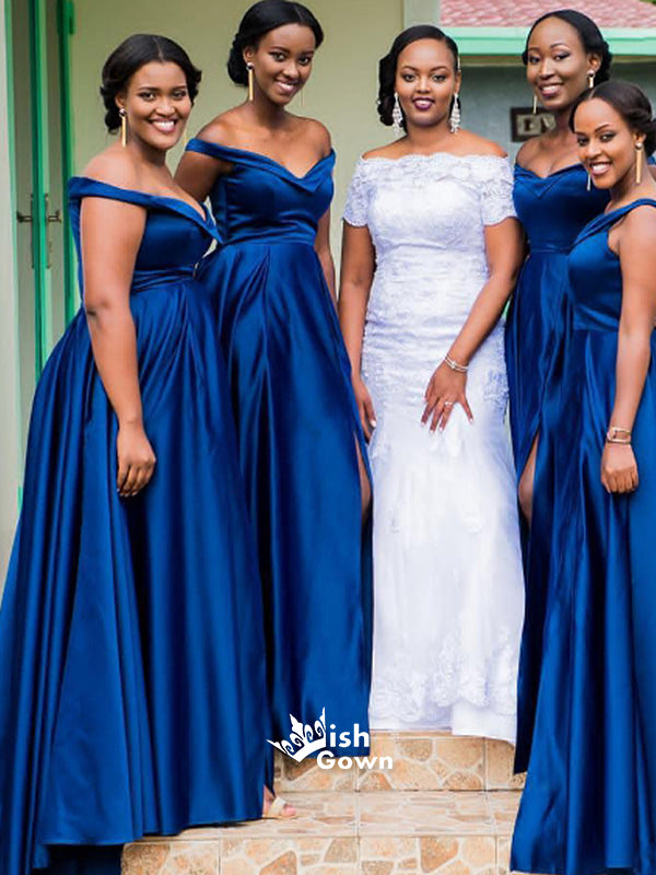 Stunning Royal Blue Off Shoulder Mermaid Floor-length Bridesmaid Dress –  Dairy Bridal