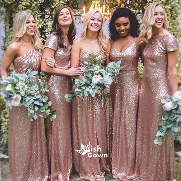Sequin Bridesmaid Dresses - Gold Sequin Bridesmaid Dresses – Wish Gown
