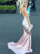 Blush Pink Appliques Mermaid Lace Up Backless Evening Gowns Formal Long Prom Dress, WG712
