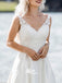Gorgeous Appliqued V-neck White Elegant Bridal Long Wedding Dresses, WGB004