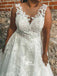 V-neck White Backless Wedding Party Dresses With Appliques, Tulle Bridal Gown, WGB010