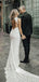 Halter Lace Mermaid Open Back Slit Beach Wedding Long Bridal Gown Dress, WGB013