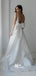 Simple Back Bow Gown With Scoop Neckline Satin A-line Wedding Dresses, WGB014