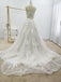 Romantic Tulle Appliqued A-line Wedding Dresses With Chapel Train, WGB019
