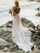Open Back Lace Long Sleeves A-line Wedding Dresses With Trailing, WGB022