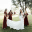 Elegant Ruby V-neck Velet Empire Short Sleeve Bridesmaid Dresses, WGM005