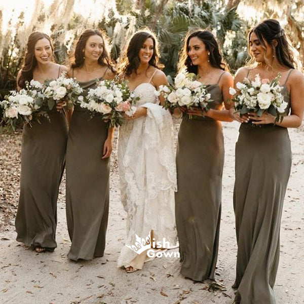 Teal Green Spaghetti Strap Satin Sheath Backless Long Bridesmaid Dress Wish Gown Teal Green Spaghetti Strap Satin Sheath Backless Long Bridesmaid Dress Wish Gown