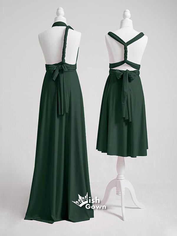 New Design Dark Green Convertible Lace Up Back Wedding Guest Dress Bri Wish Gown New Design Dark Green Convertible Lace Up Back Wedding Guest Dress Bri Wish Gown