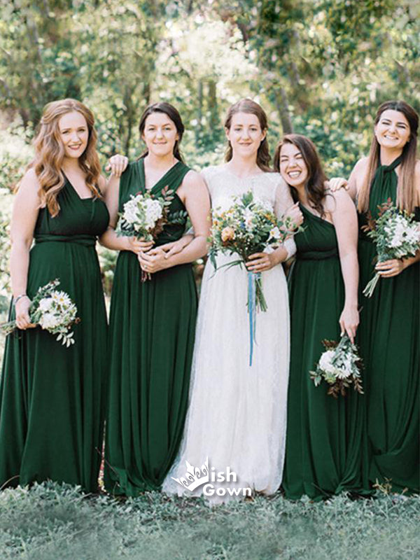New Design Dark Green Convertible Lace Up Back Wedding Guest Dress Bri Wish Gown New Design Dark Green Convertible Lace Up Back Wedding Guest Dress Bri Wish Gown