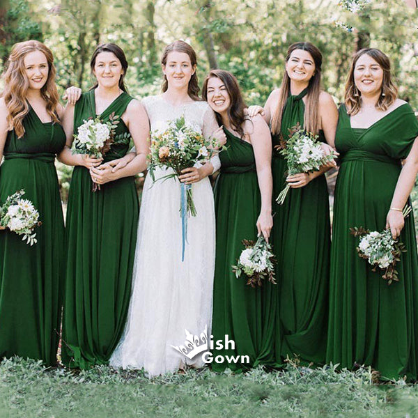 New Design Dark Green Convertible Lace Up Back Wedding Guest Dress Bri Wish Gown New Design Dark Green Convertible Lace Up Back Wedding Guest Dress Bri Wish Gown
