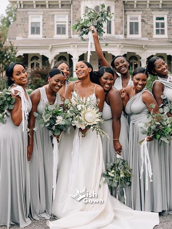DIY Grey Jersey Convertible A-line Long Charming Wedding Party Bridesm Wish Gown DIY Grey Jersey Convertible A-line Long Charming Wedding Party Bridesm Wish Gown