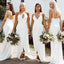Simple White Spaghetti Strap Sweet Heart Wedding Guest Bridesmaid Dresses, WGM017