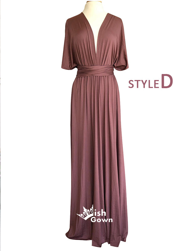Dusty Rose Different Styles Jersey A-line Long Wedding Guest Bridesmaid Dresses, WGM019