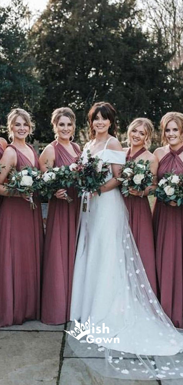 Dusty Rose Different Styles Jersey A-line Long Wedding Guest Bridesmai Wish Gown Dusty Rose Different Styles Jersey A-line Long Wedding Guest Bridesmai Wish Gown