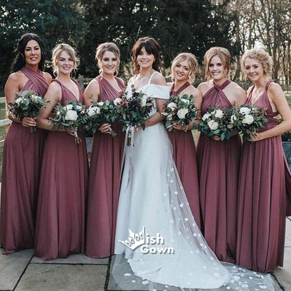 Dusty Rose Different Styles Jersey A-line Long Wedding Guest Bridesmai Wish Gown Dusty Rose Different Styles Jersey A-line Long Wedding Guest Bridesmai Wish Gown