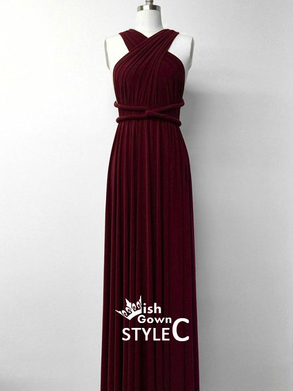 Burgundy Navy Blue Mismatched A-line Cheap Evening Party Long Bridesma Wish Gown Burgundy Navy Blue Mismatched A-line Cheap Evening Party Long Bridesma Wish Gown