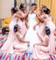 Pale Pink Soft Satin V-neck Slit Mermaid Long Wedding Bridesmaid Dresses, WGM037