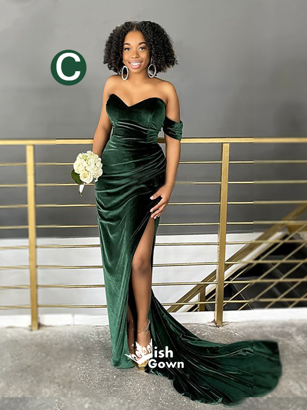 Dark Green Mismatched Sweetheart Satin Velvet Mermaid Bridesmaid Dress Wish Gown Dark Green Mismatched Sweetheart Satin Velvet Mermaid Bridesmaid Dress Wish Gown