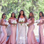 Multiple Types Pink Soft Satin Mermaid Side Slit Sexy Bridesmaid Dresses, WGM056