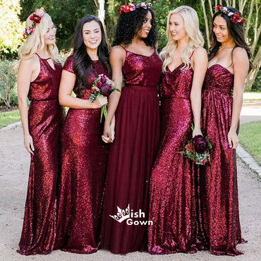 Mayqueen MQ1714 Long Burgundy Bridesmaid Dress, Prom