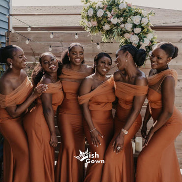 Soft orange bridesmaid on sale dresses