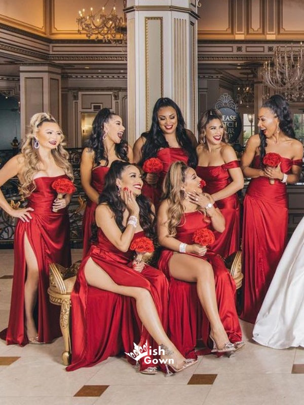 Red Off Shopulder Soft Satin Mermaid Sexy Long Wedding Bridesmaid Dres Wish Gown Red Off Shopulder Soft Satin Mermaid Sexy Long Wedding Bridesmaid Dres Wish Gown