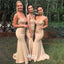 Chic Champagne Strapless Sweetheart Mermaid Wedding Guest Bridesmaid Dresses, WGM069