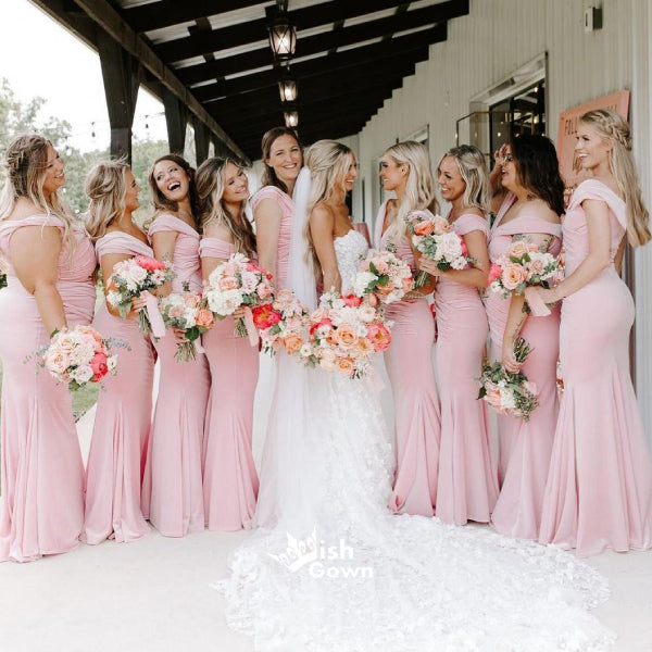 strapless open back dress Velvet Pale Pink Off Shoulder Pleats Mermaid Bridesmaid Dresses, WGM07 Wish Gown strapless open back dress Velvet Pale Pink Off Shoulder Pleats Mermaid Bridesmaid Dresses, WGM07 Wish Gown