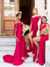 Elegant Soft Satin Pleats Slits Lace-up Mermaid Prom Dresses Bridesmaid Dresses, WGM076