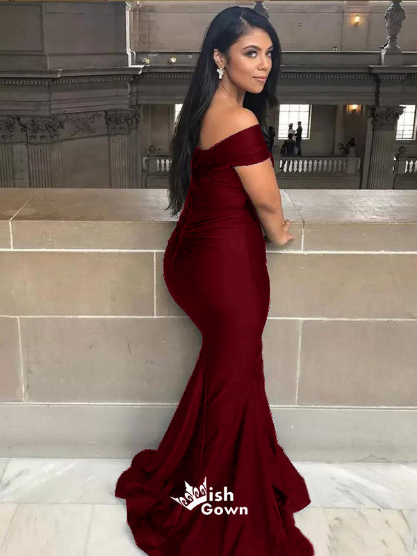 Burgundy Mermaid Off Shoulder Floor length Wedding Guest Bridesmaid Dr Wish Gown Burgundy Mermaid Off Shoulder Floor length Wedding Guest Bridesmaid Dr Wish Gown