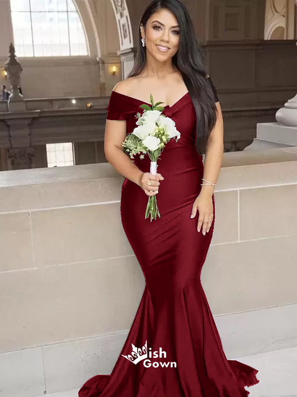 Burgundy Mermaid Off Shoulder Floor length Wedding Guest Bridesmaid Dr Wish Gown Burgundy Mermaid Off Shoulder Floor length Wedding Guest Bridesmaid Dr Wish Gown