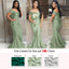 Sage Mermaid Off Shoulder Floor length Wedding Guest Bridesmaid Dresses, WGM112
