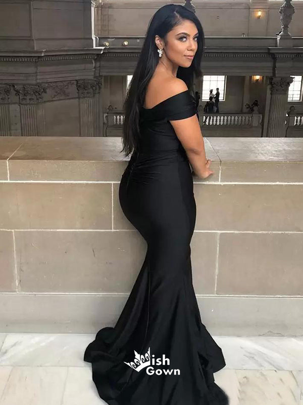 Black Mermaid Off Shoulder Floor length Wedding Guest Bridesmaid Dress Wish Gown Black Mermaid Off Shoulder Floor length Wedding Guest Bridesmaid Dress Wish Gown