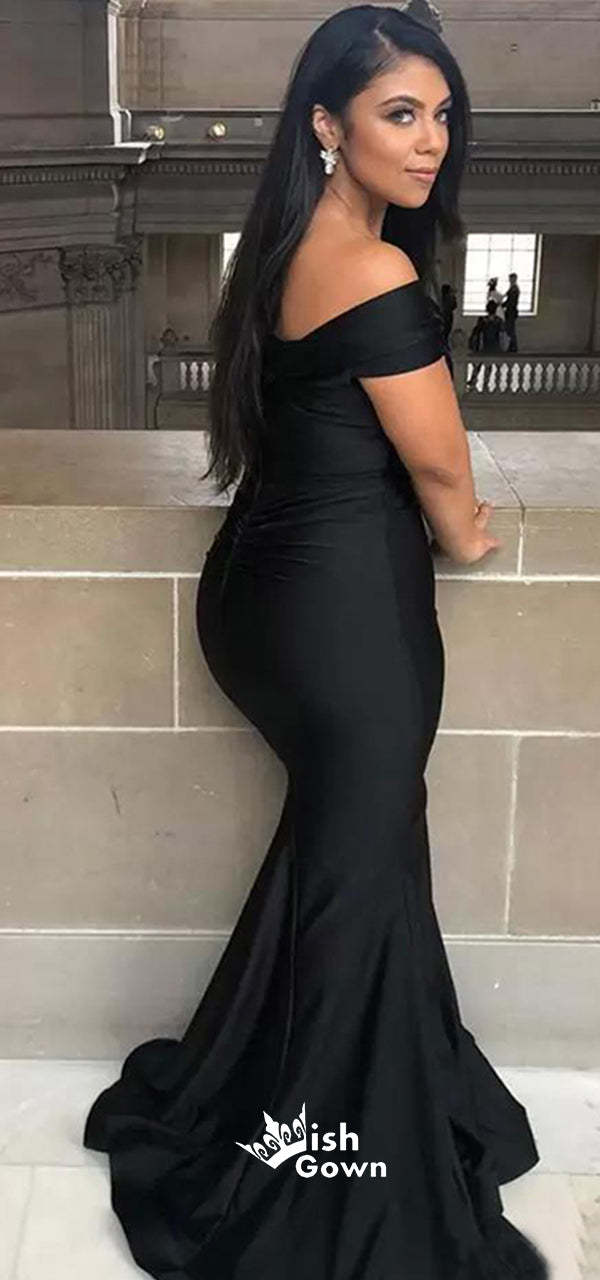 Black Mermaid Off Shoulder Floor length Wedding Guest Bridesmaid Dress Wish Gown Black Mermaid Off Shoulder Floor length Wedding Guest Bridesmaid Dress Wish Gown