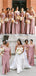 Graceful Pink Off Shoulder Slits Mermaid Long Bridesmaid Dresses, WGM121