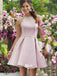 Unique Style Pale Pink Halter Backless Short A-line Homecoming Prom Gowns Dress, WGP043