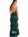 Charming Teal Green Tulle Spaghetti Strap Lace Backless Long Prom Dresses, WGP071