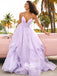 Lavender Organza Spaghetti Strap Ball Gown Low Back Lace Up Evening Long Prom Dresses, WGP079