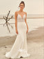 Ivory Lace Top Spaghetti Strap Sweetheart Mermaid Soft Satin Wedding Guset Long Prom Dress, WGP105