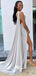 Sparkly SLiver One Shoulder Watteau Train Mermaid High Slit Prom Dresses , WGP113