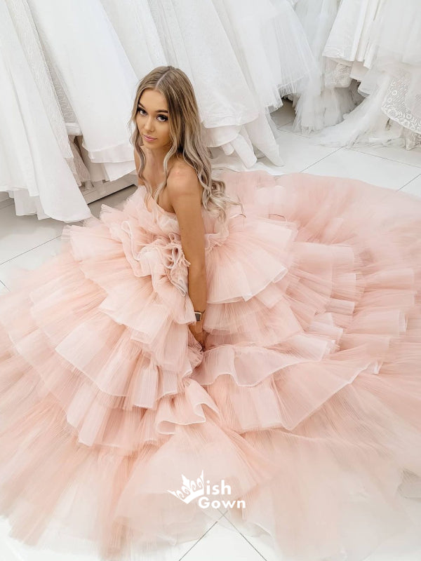 Pink Princess Thousand-layer Strapless Puffy Tulle Ball Gowns Prom Dre Wish Gown Pink Princess Thousand-layer Strapless Puffy Tulle Ball Gowns Prom Dre Wish Gown