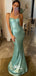 Sexy Light Green Spaghetti Strap Sequins Mermaid Evening Gowns Prom Dresses , WGP155